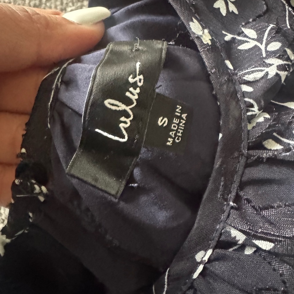 Lulu's Navy Floral Sheer-Sleeve Ruffle Mini Dress - Picture 5 of 5